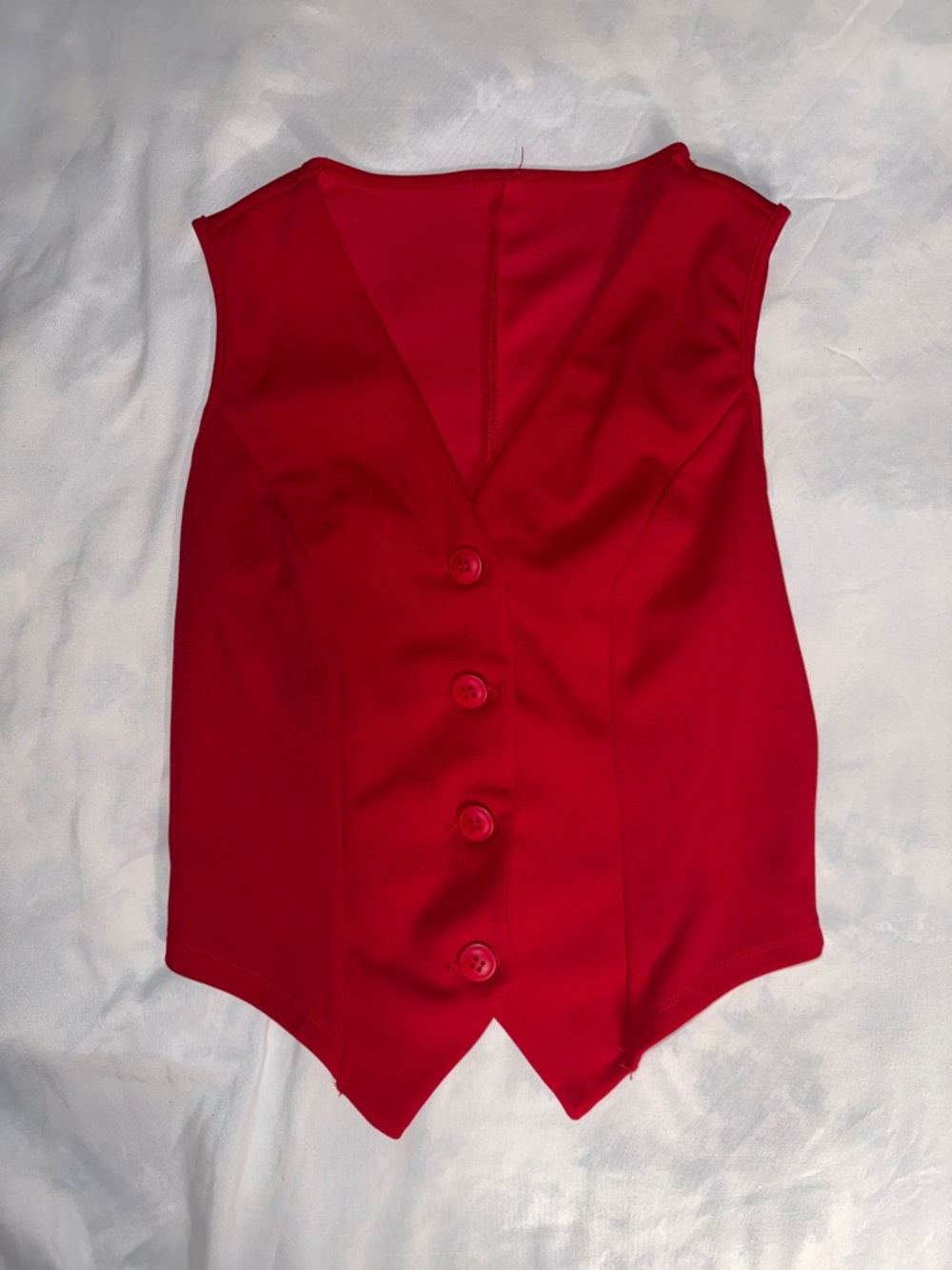 Red Button-Front Vest Top